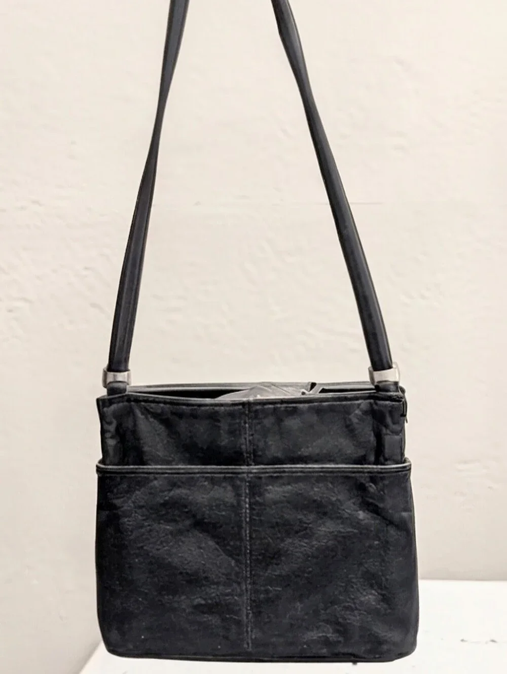 Margot Black Leather Slim Crossbody Bag - Picture 2 of 6